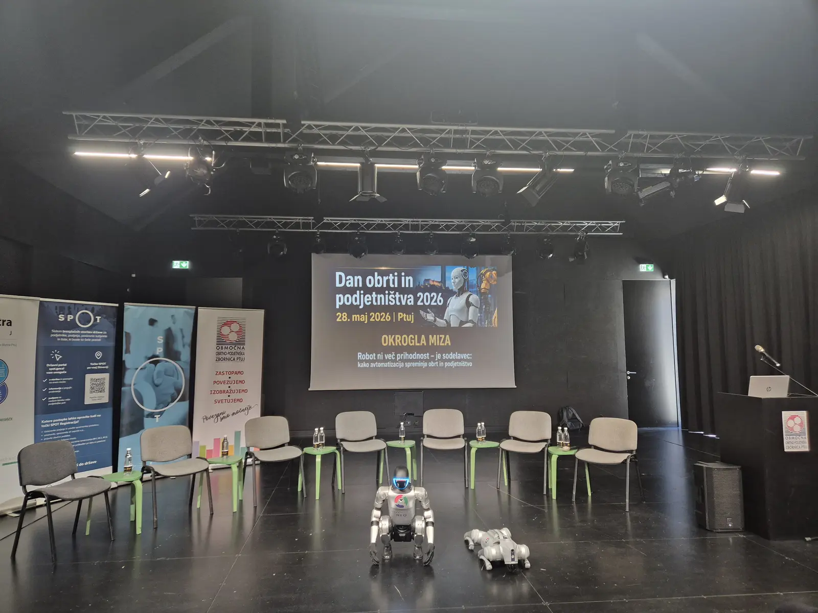 The Stara steklarska hall in Ptuj before the round table.